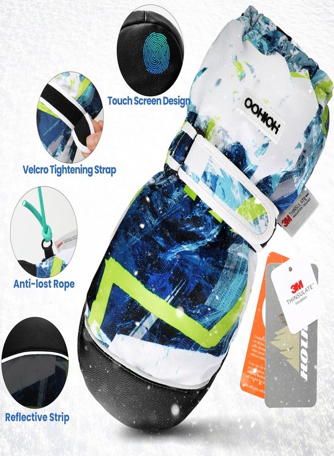 HOIHOO Kids Ski Mittens, Waterproof Snow Thinsulate Mittens Toddler Warm Winter Ski Snow gloves with String for Boys Girls - Image 4